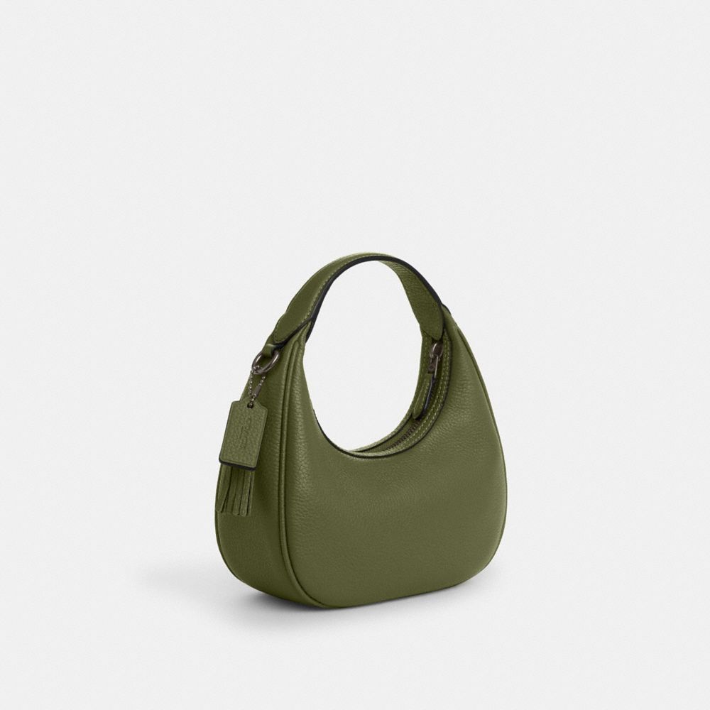 COACH®,Carmen Mini Crossbody,Leather,Crossbody,Chain Detail,Silver Metal,Day Party,Olive,Angle View