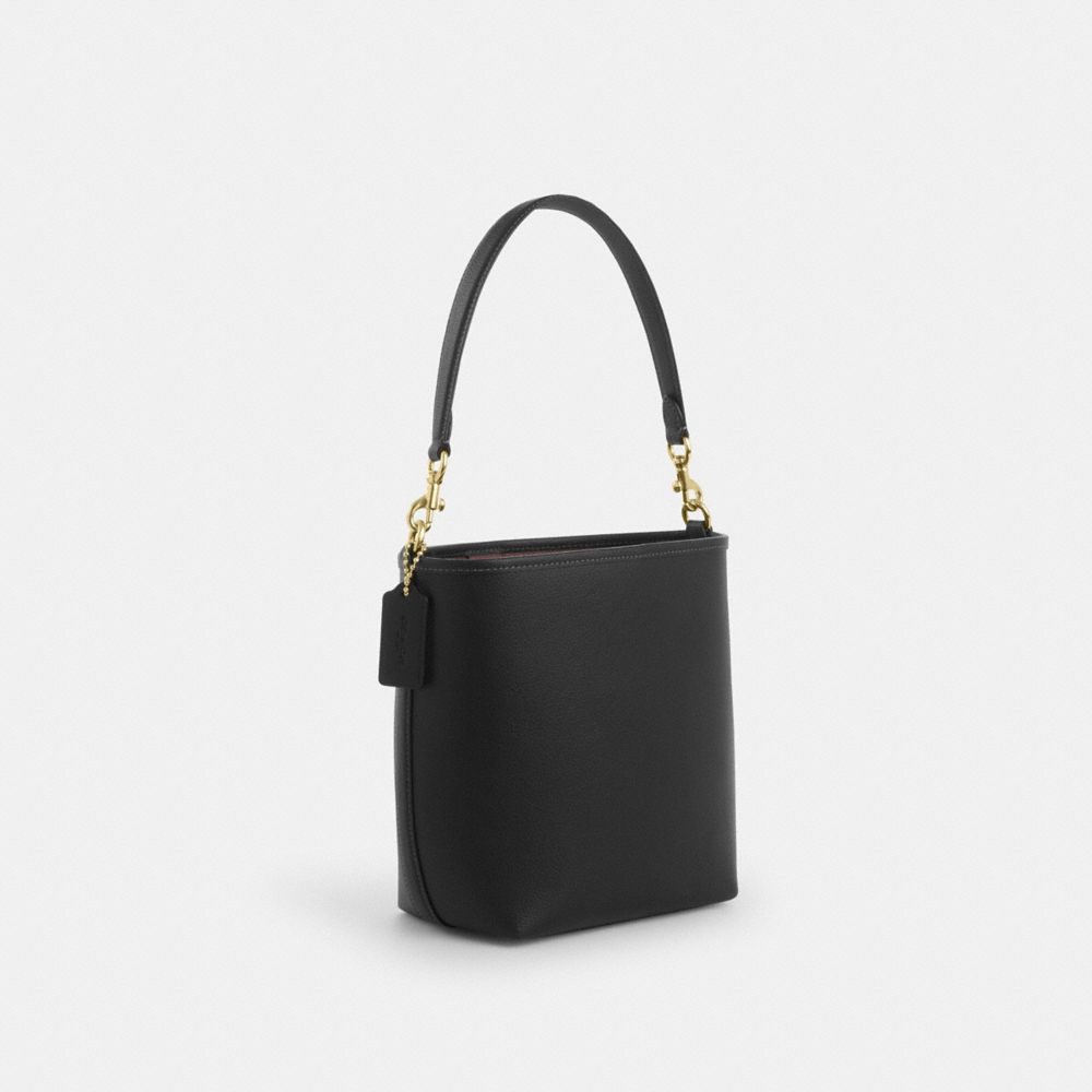 COACH®,City Bucket Bag,Leather,Crossbody,Logo,Metal,Casual,Black,Angle View