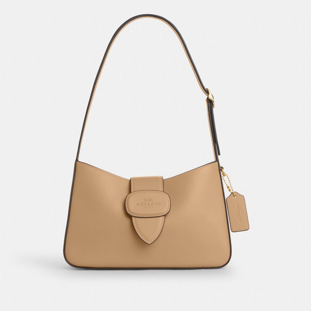 COACH®,Eliza Shoulder Bag With Leather Covered Closure,Shoulder Bag,Casual,Beige,Front View