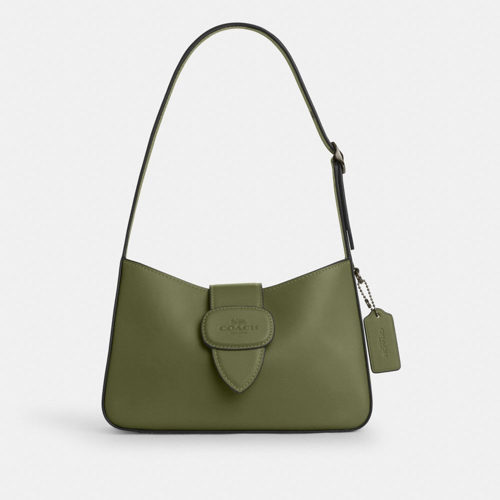COACH®,Eliza Shoulder Bag With Leather Covered Closure,Shoulder Bag,Casual,Olive,Front View