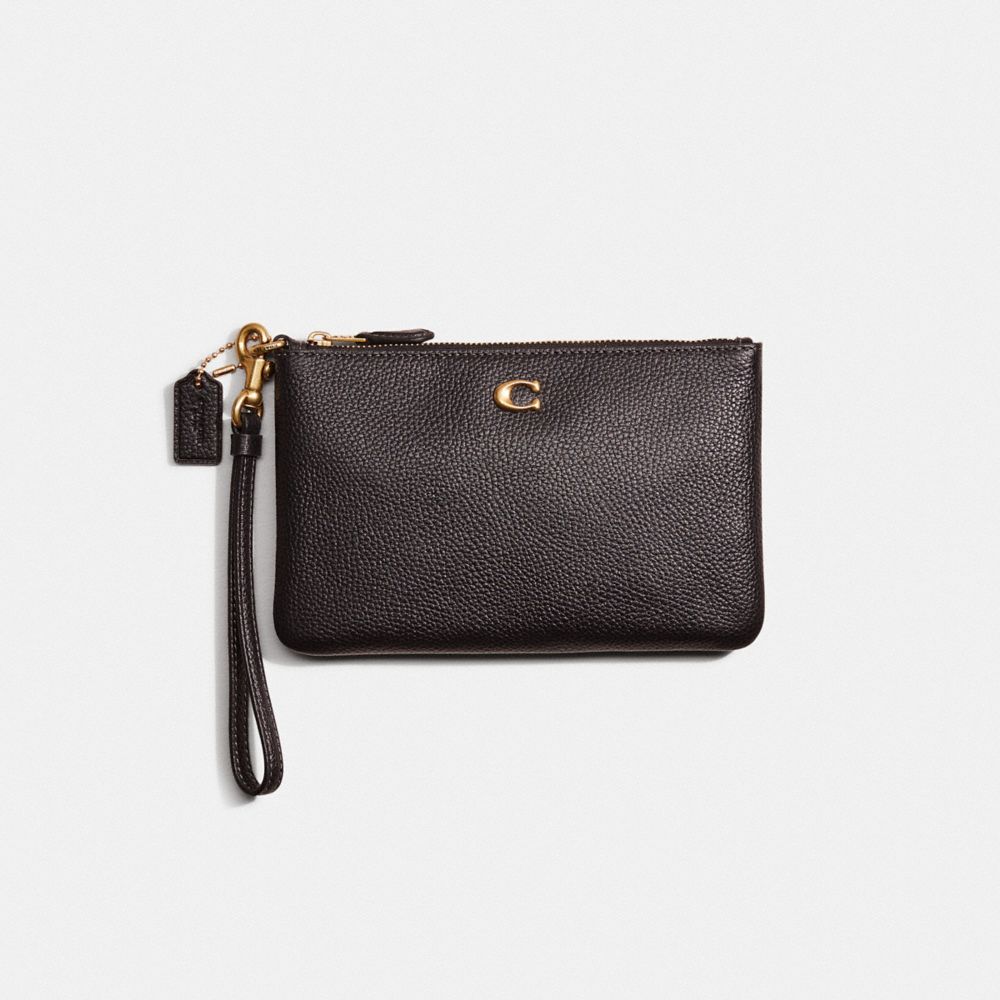 Coach Restored Small Wristlet In Brass/black