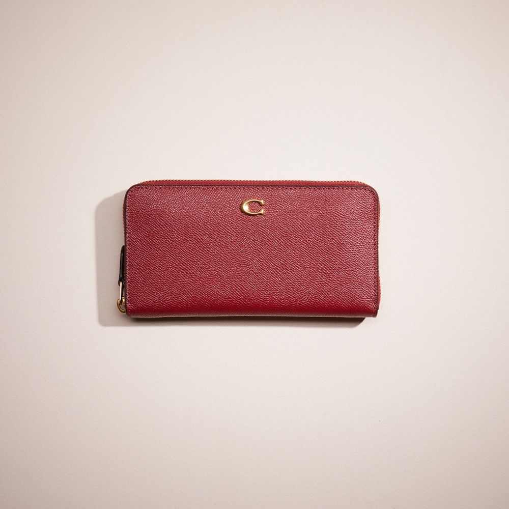 Coach Restored Accordion Zip Wallet In Brass/cherry