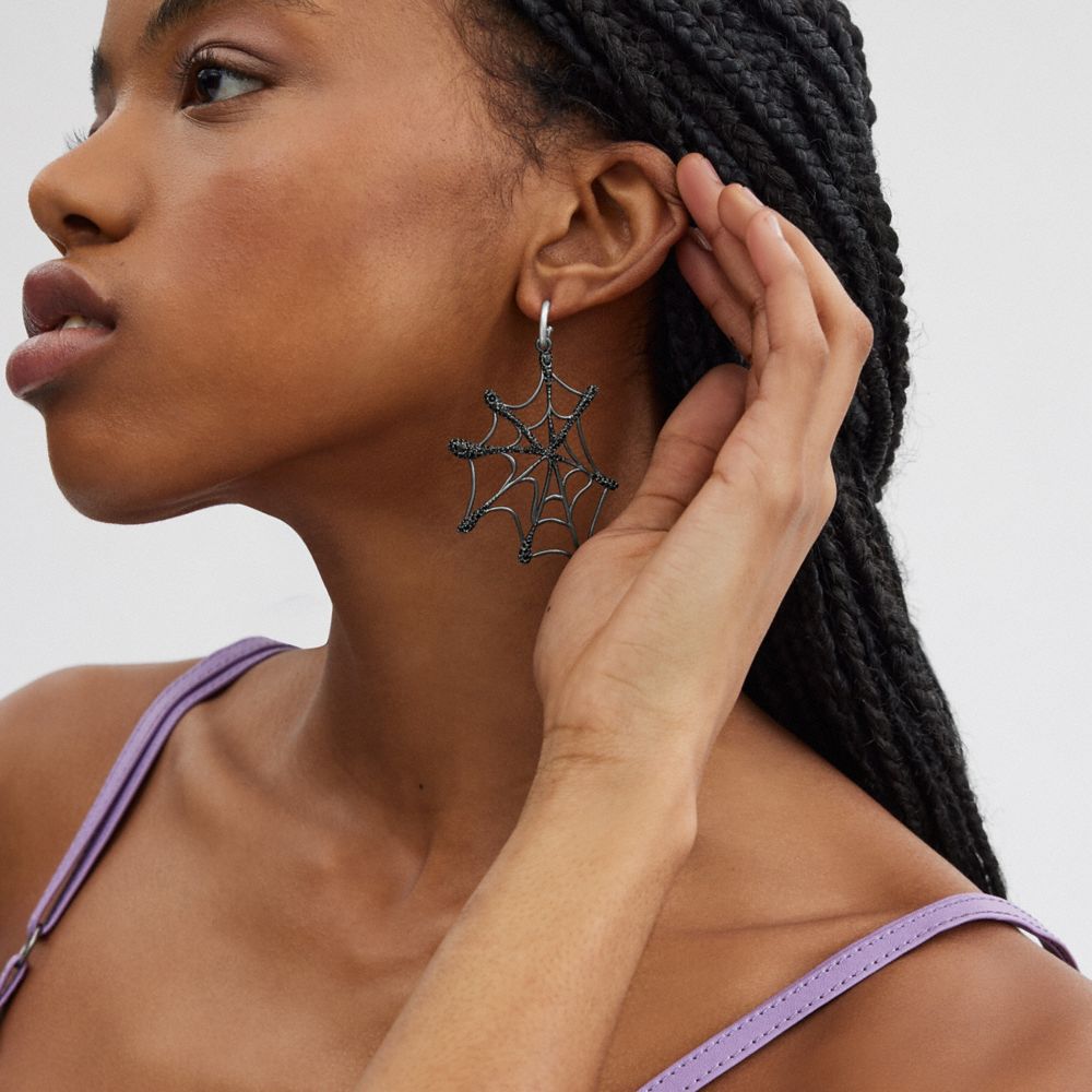 COACH®,Fly Web Mismatch Earrings,Dangle Earring,Cubic Zirconia,Glass,Enamel,3D Embellishment,Novelty Embellishment,Brass,T...,Multi Color,Detail View