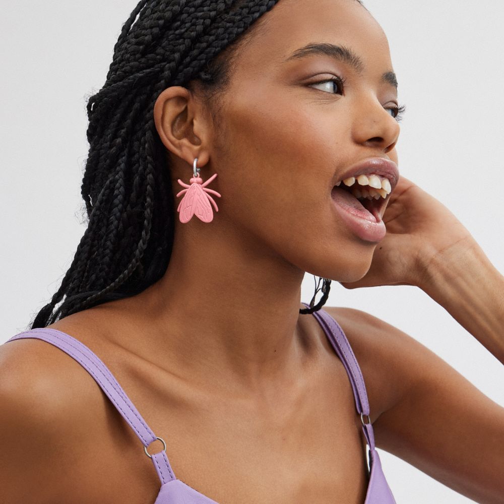 COACH®,Fly Web Mismatch Earrings,Dangle Earring,Cubic Zirconia,Glass,Enamel,3D Embellishment,Novelty Embellishment,Brass,T...,Multi Color,Detail View