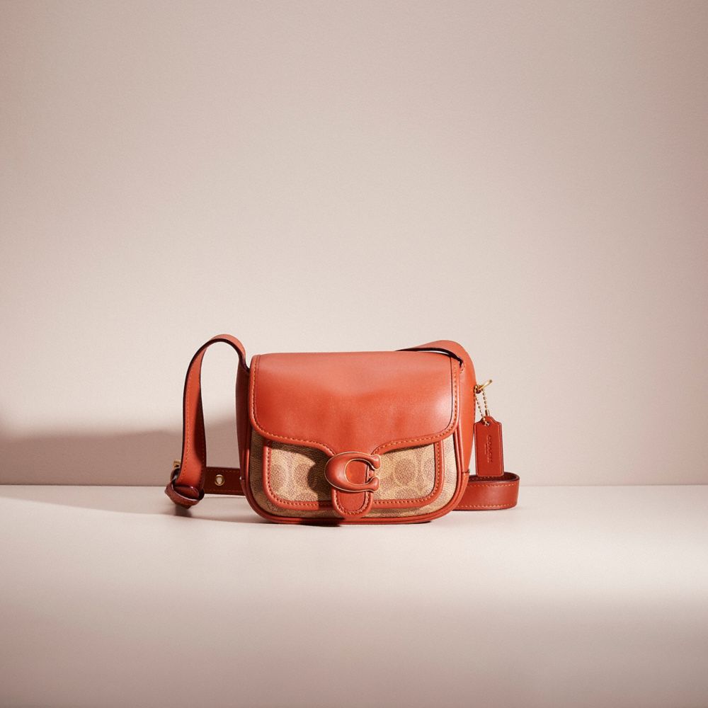 Coach Restored Tabby Messenger 19 In Signature Canvas In Brass/tan/rust