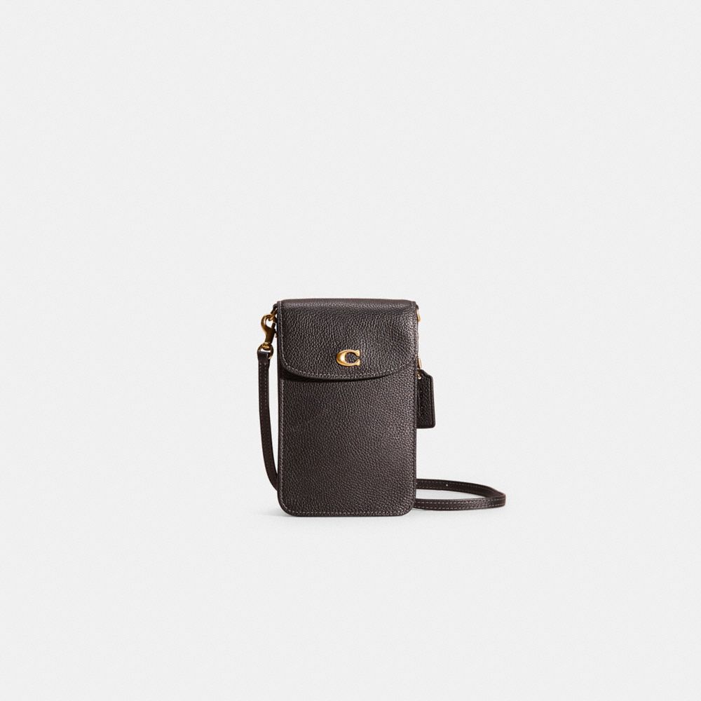 Coach Restored Phone Crossbody In Brass/black