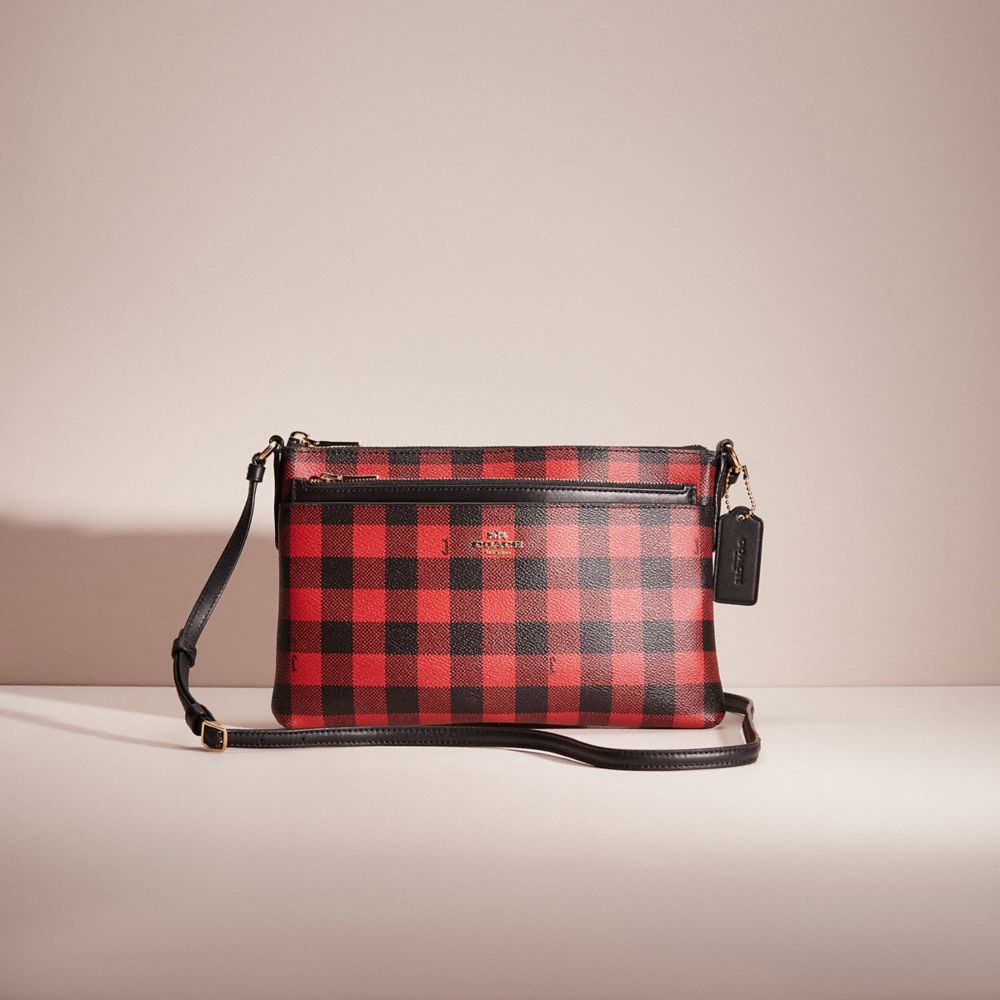 Coach Restored East/west Crossbody With Pop Up Pouch With Gingham Print