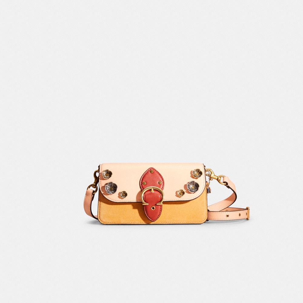 Coach Upcrafted Beat Crossbody Clutch In Colorblock In Brass/blush Natural Multi