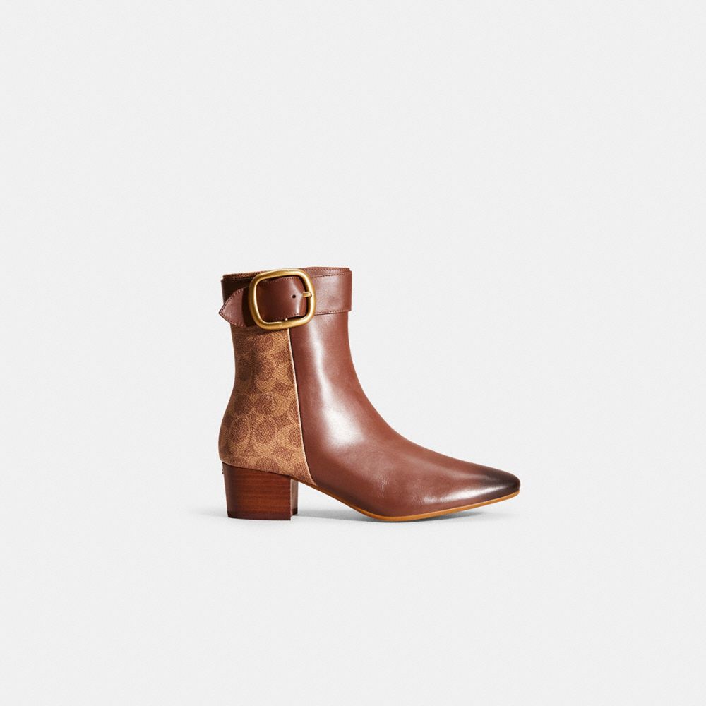 Coach Restored Cassandra Bootie In Dark Saddle/tan