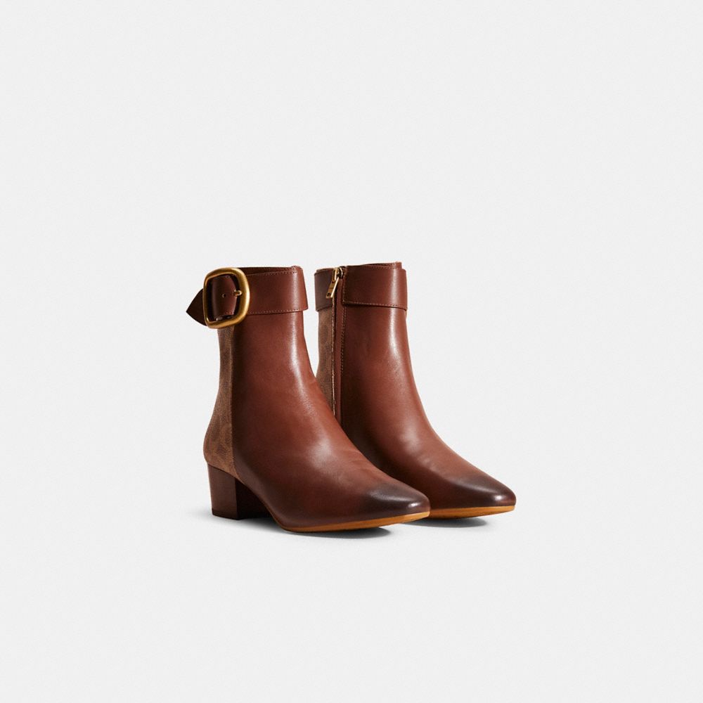 Coach Restored Cassandra Bootie In Dark Saddle/tan