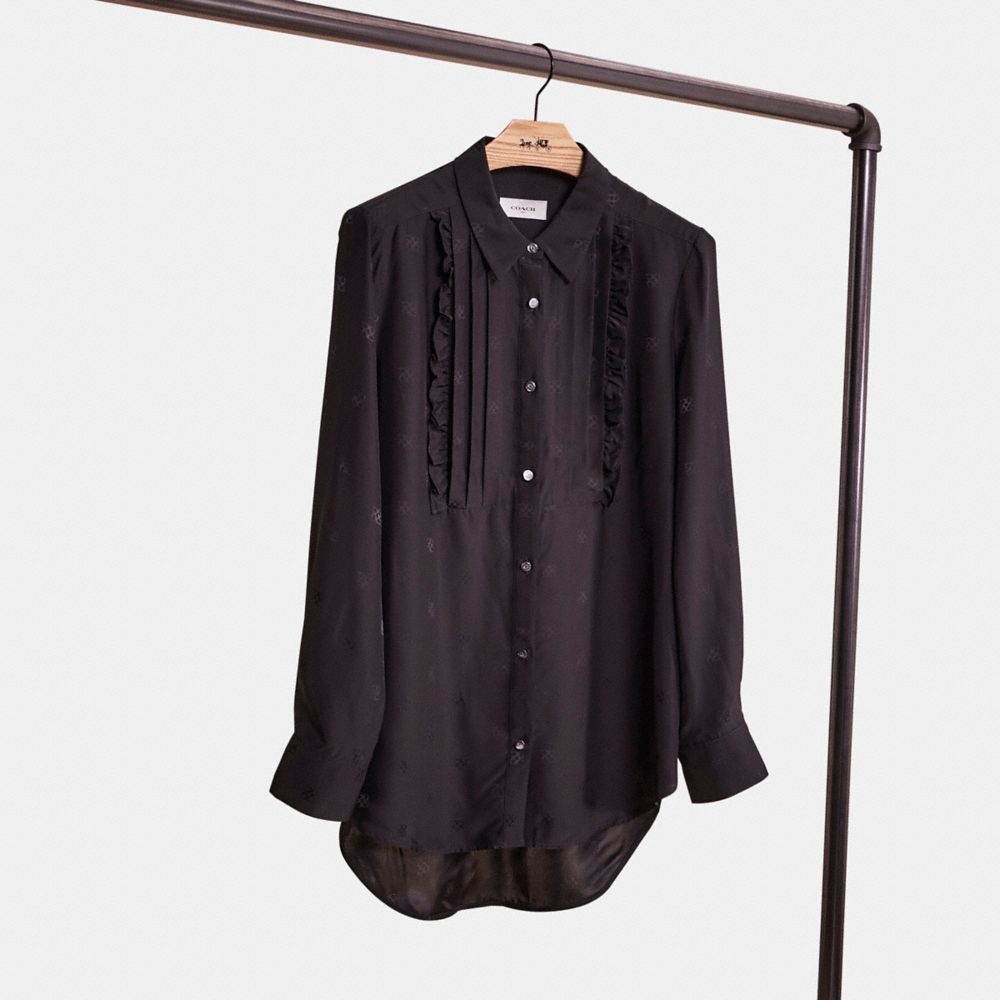 Coach Restored Jacquard Bib Shirt In Black