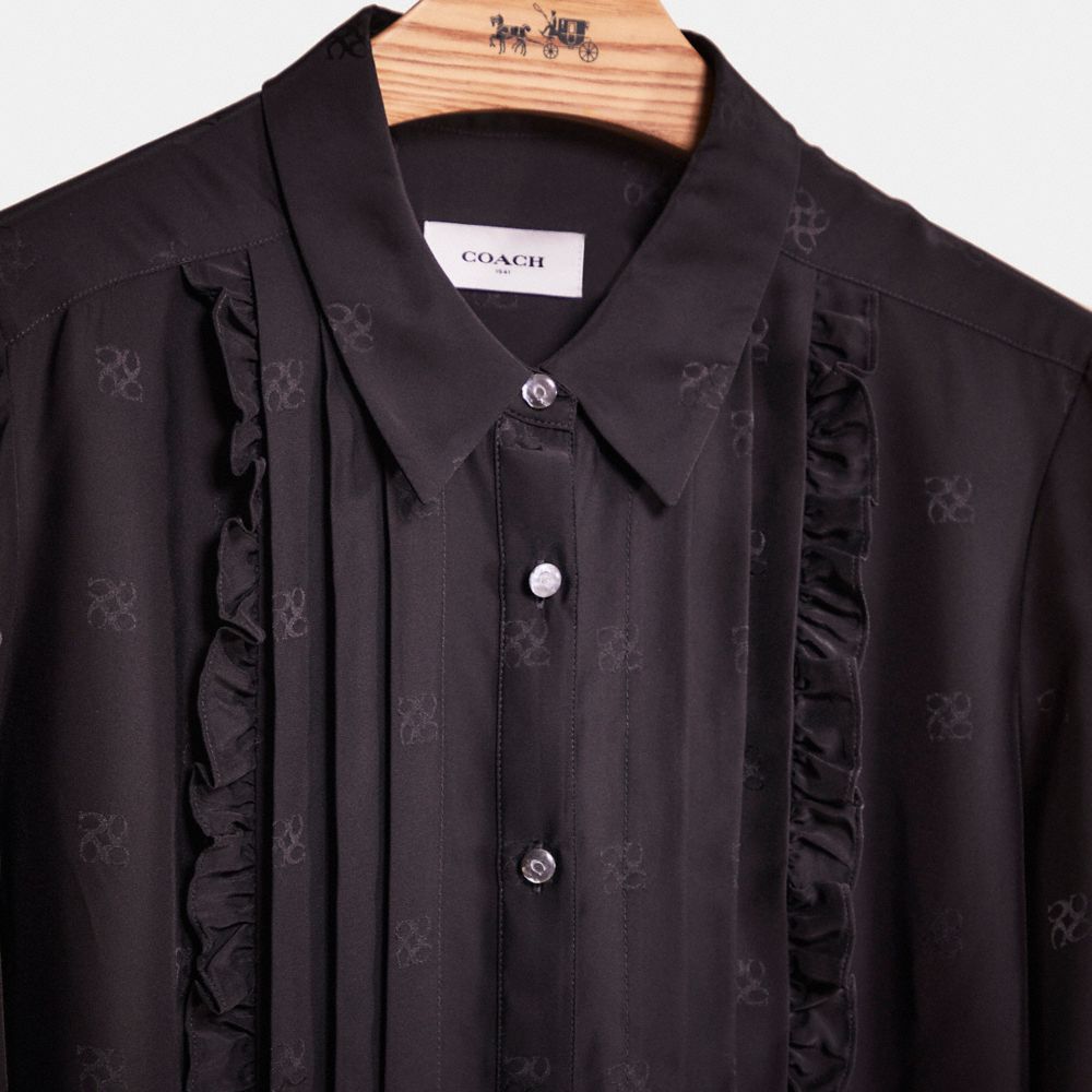 Coach Restored Jacquard Bib Shirt In Black