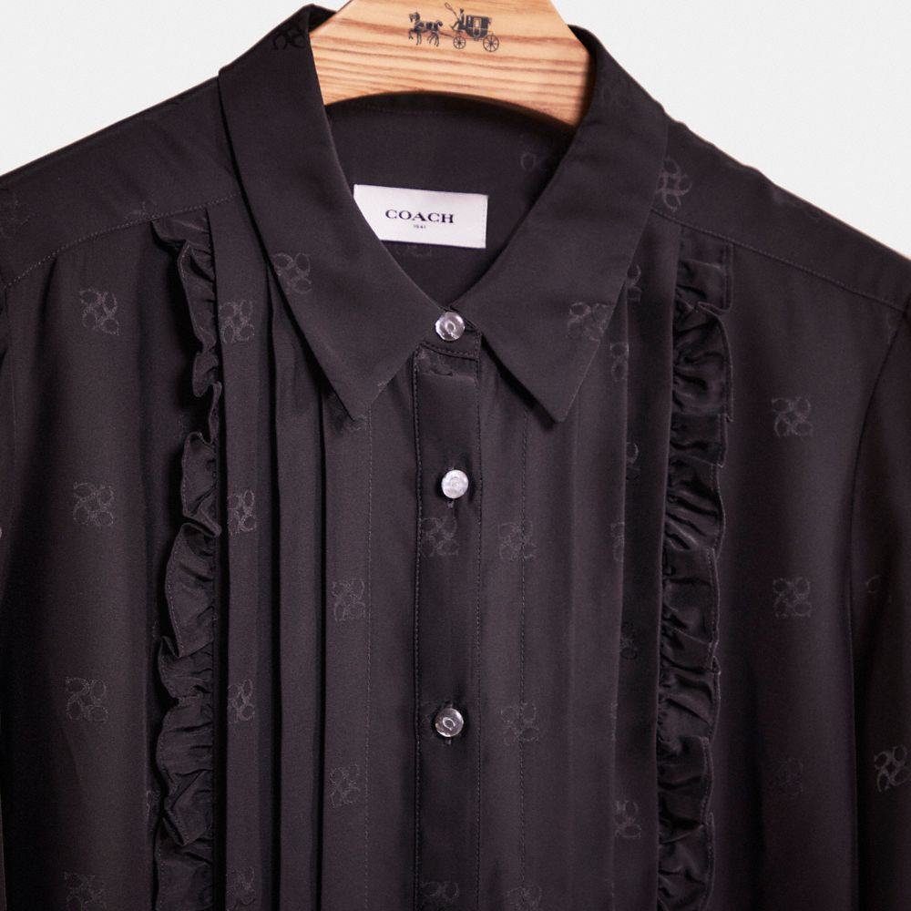 Shop Coach Restored Jacquard Bib Shirt In Black