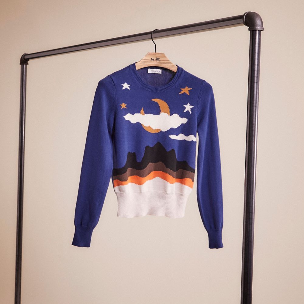 Coach Restored Moonscape Crewneck Sweater In Blue