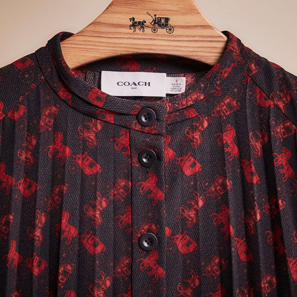 Shop Coach Restored Horse And Carriage Print Dress With Belt In Black/red