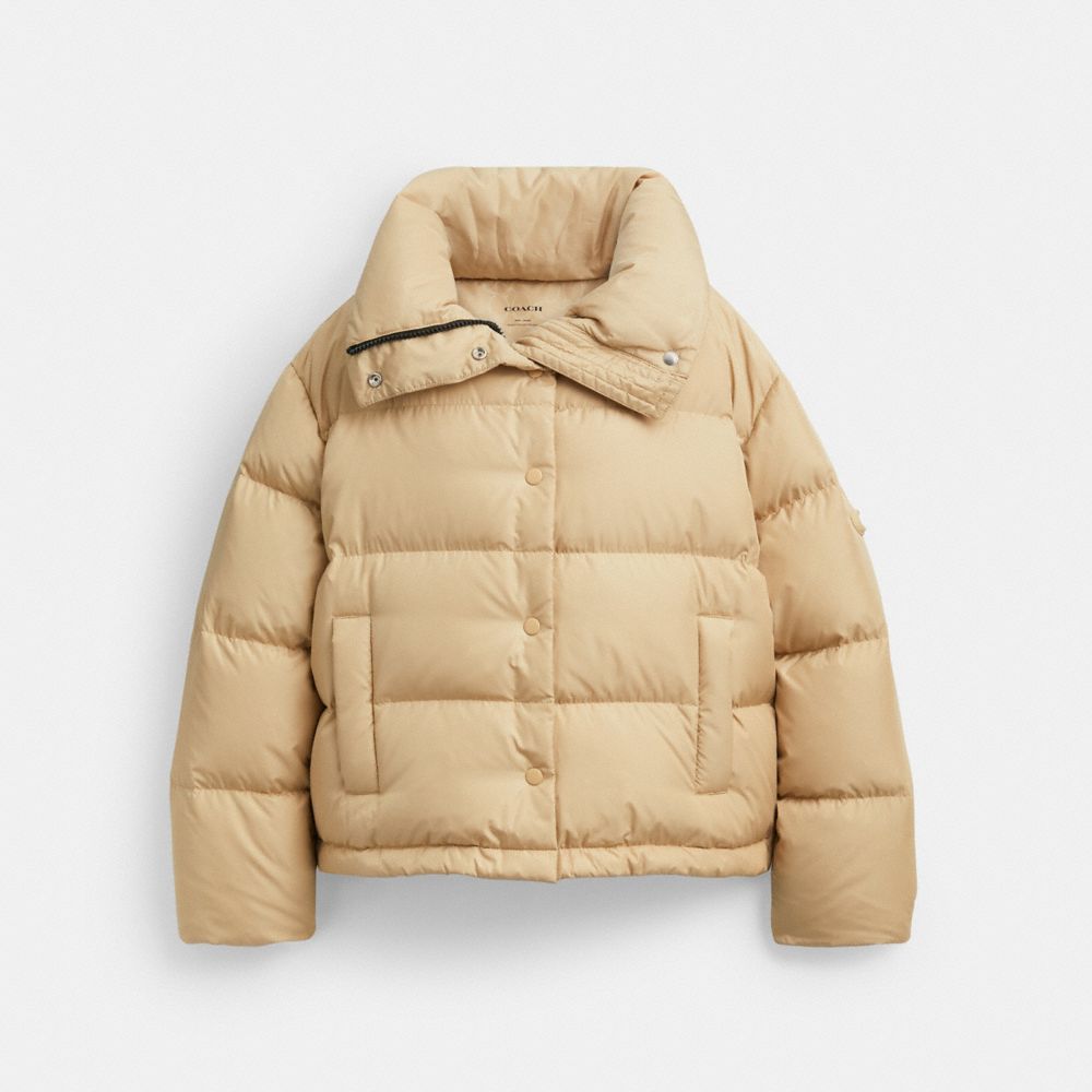 COACH®,Short Puffer In Recycled Polyester,Recycled Polyester,Puffer,Quilted,Down,Sustainable,Casual,,Front View