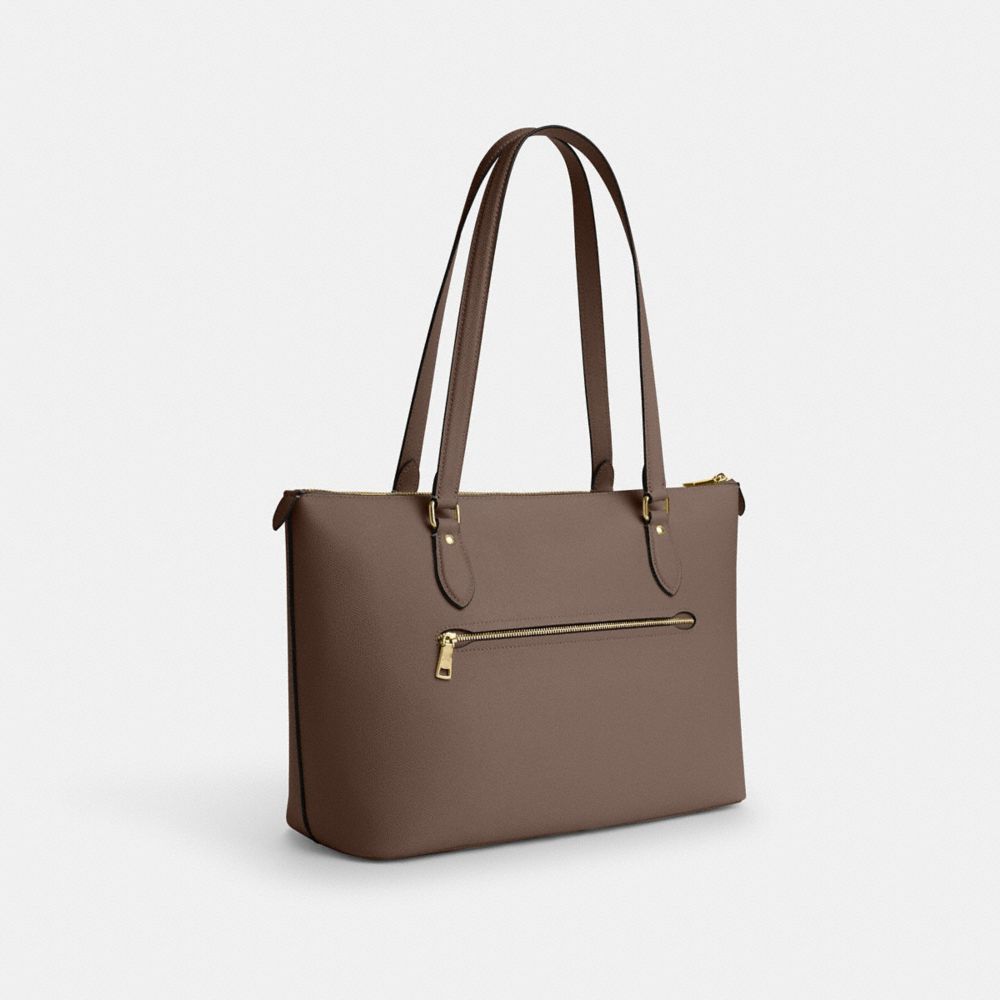 COACH®,Gallery Tote Bag,Leather,Tote,Logo,Metal,Casual,Brown,Angle View