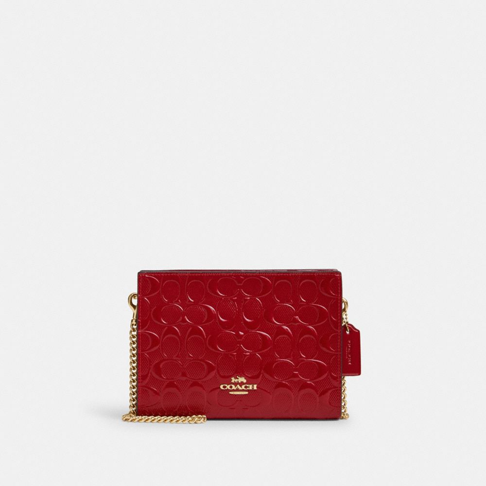 COACH®,Slim Crossbody In Signature Leather,Crossbody,Casual,Maroon,Front View