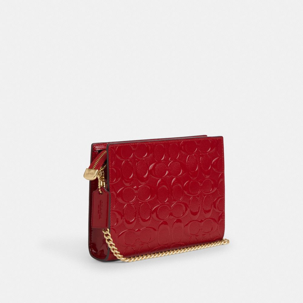 COACH®,Slim Crossbody In Signature Leather,Crossbody,Casual,Maroon,Angle View