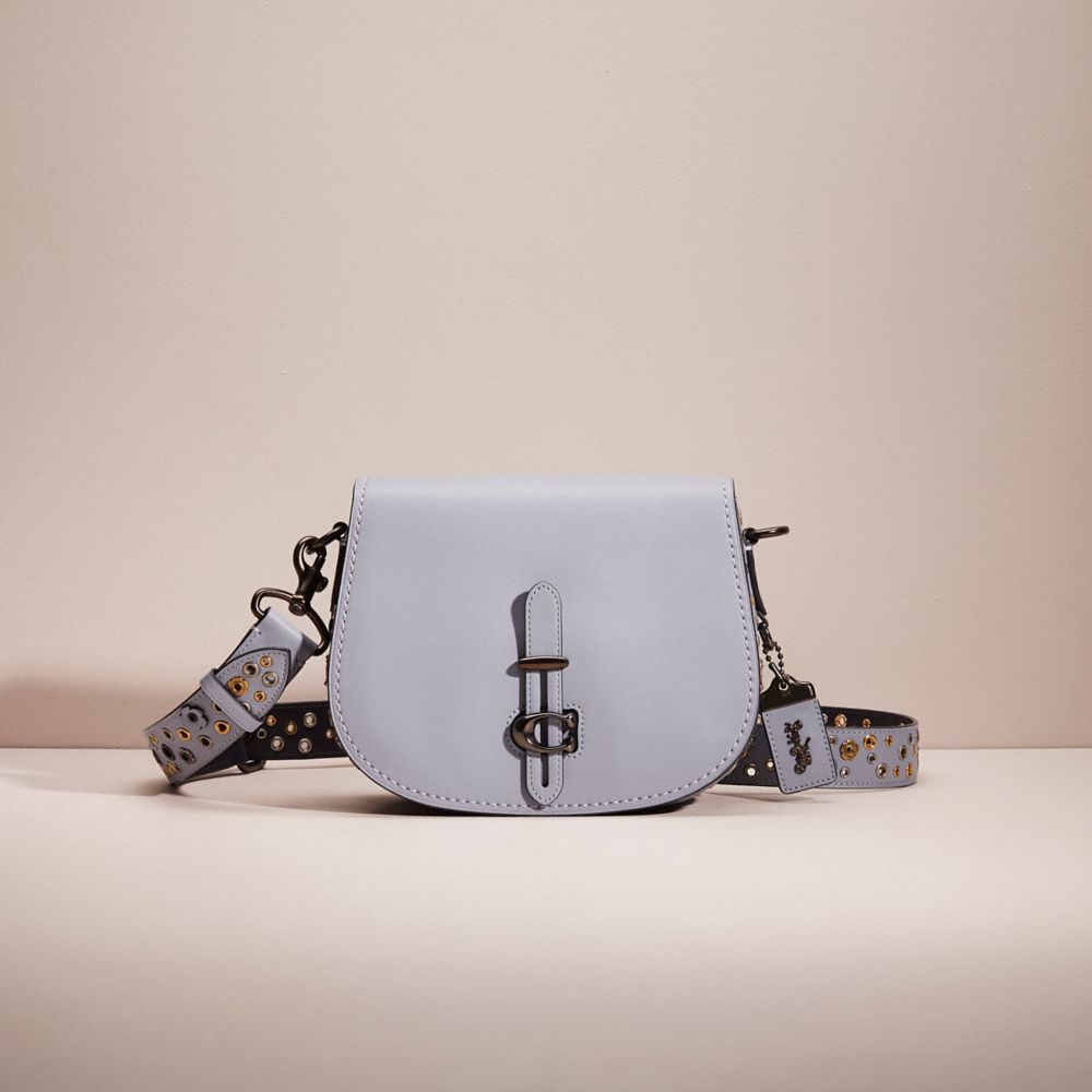 Coach Restored Saddle Bag With Scattered Rivets In Pewter/mist | ModeSens