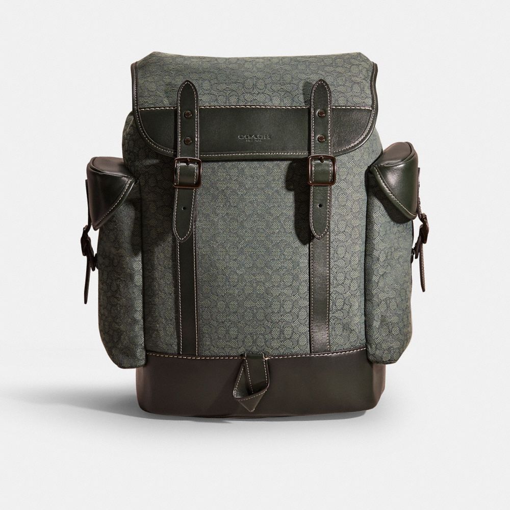 Coach Restored Hitch Backpack In Micro Signature Jacquard In Green