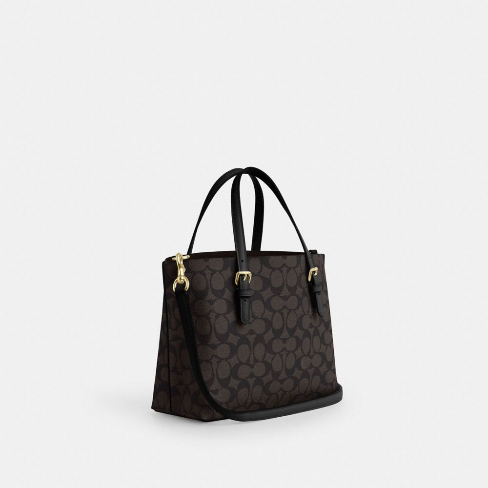 COACH®,Mollie Tote Bag 25 In Signature Canvas,Crossbody,Casual,Black,Angle View