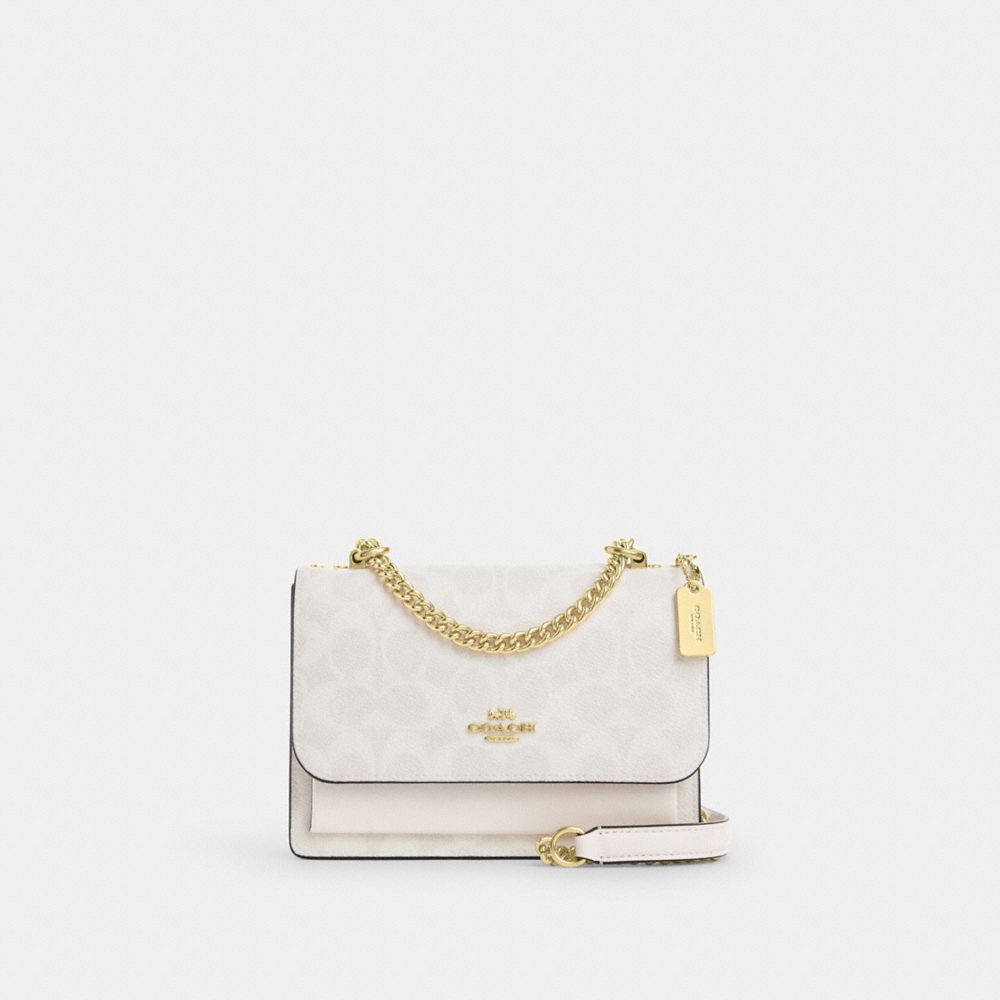 COACH®,Mini Klare Crossbody Bag In Signature Canvas,Crossbody,Color Block,Pen Holder,Day Party,White,Front View