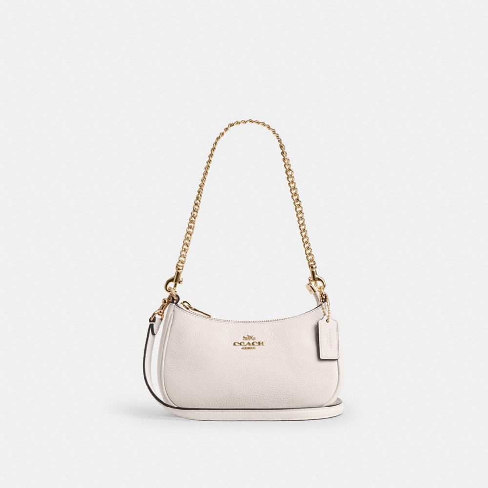 COACH®,Teri Mini Crossbody Bag,Shoulder Bag,Metal,Logo,Casual,Day Party,White,Front View