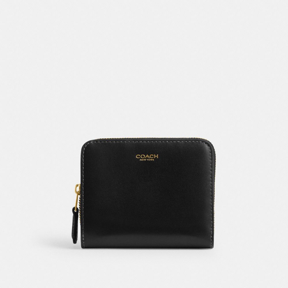 COACH®,New York Billfold Wallet,Calfskin Leather,Leather,Bi Fold,Logo,Metal,Casual,Black,Front View