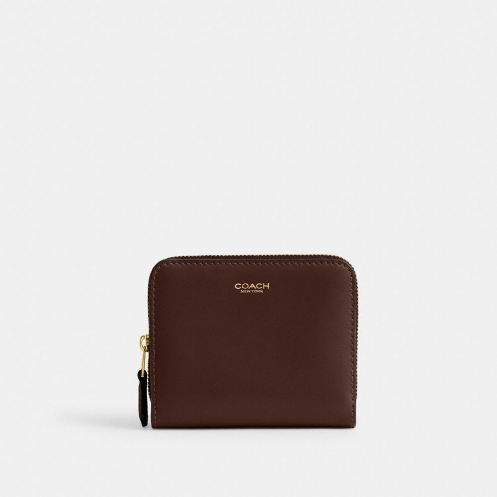 COACH®,New York Billfold Wallet,Calfskin Leather,Leather,Bi Fold,Logo,Metal,Casual,Brown,Front View