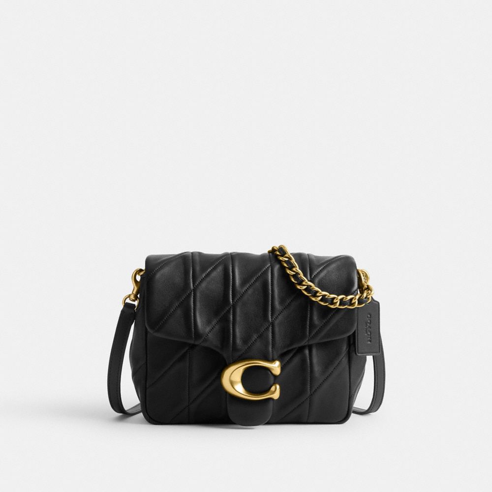 COACH®,Times Square Tabby Shoulder Bag With Quilting,Shoulder Bag,Logo,Chain Detail,Day Party,Black,Front View