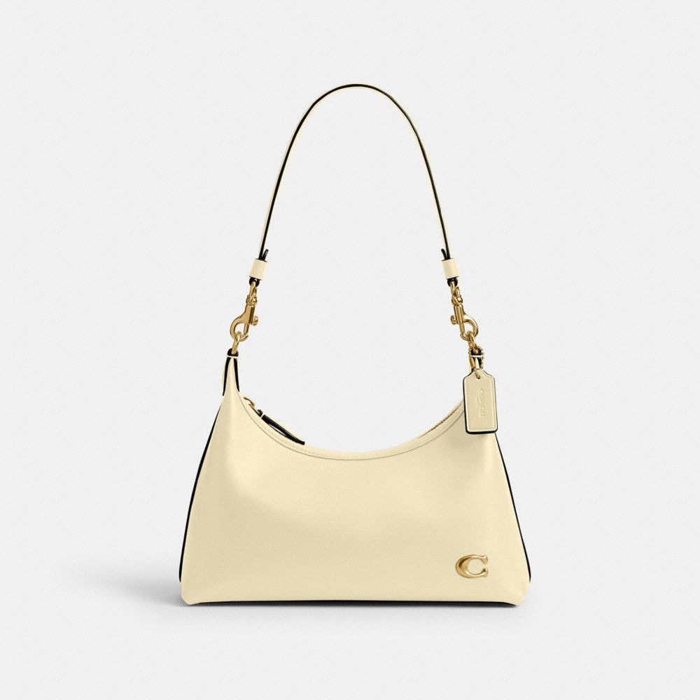 COACH®,Juliet Shoulder Bag 25,Leather,Hobo,Chain Detail,Metal,Logo,Lined,Compact,Gold Metal,Day Party,Casual,,Front View