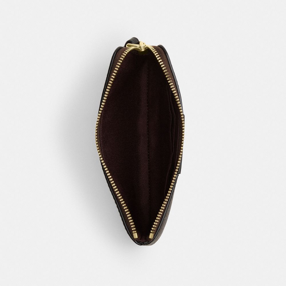 COACH®,Corner Zip Wristlet In Signature Canvas With Stripe,Pouch,Wristlet,Color Block,Casual,Black,Inside View,Top View