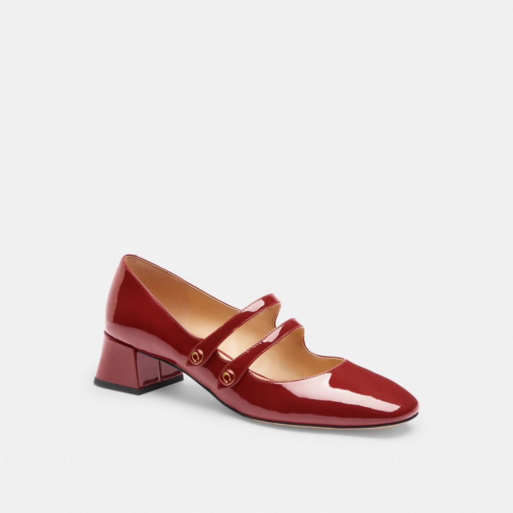 COACH®,Angelina Mary Jane,Rubber,Pumps,Logo,Pull Tab,Day Party,Maroon,Front View