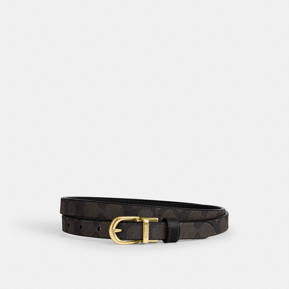 COACH®,Classic Buckle Cut-To-Size Reversible Belt, 18 Mm,Canvas,Standard,Reversible,Day Party,Black,Front View