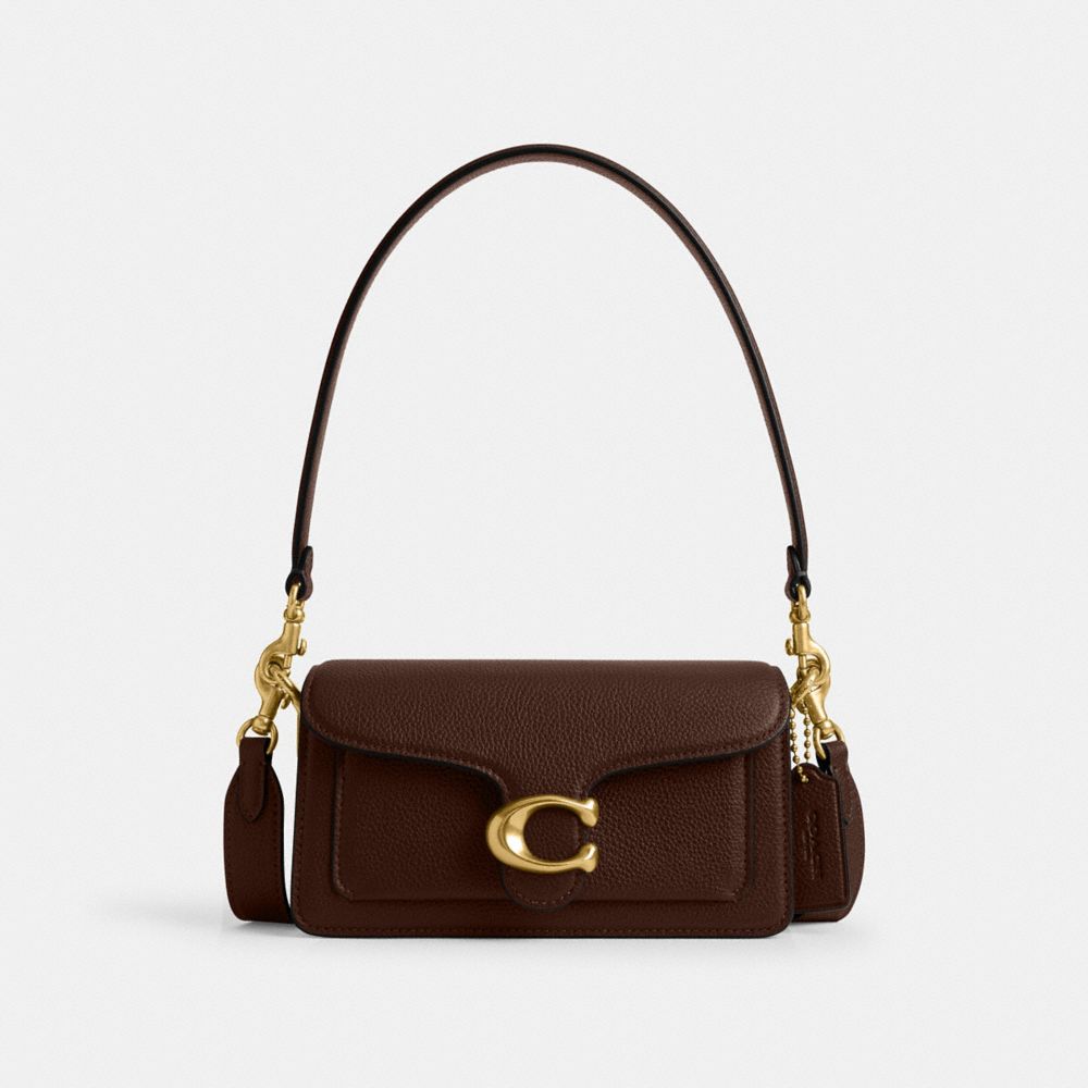 COACH®,Tabby Shoulder Bag 20,Leather,Shoulder Bag,Logo,Embossed,Metal,Day Party,Brown,Front View