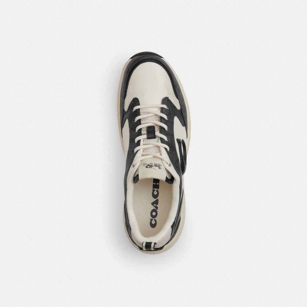 COACH®,Strider Sneaker In Signature Canvas,Mesh,Rubber,Canvas,Casual,Activewear,Fabric,Color Block,Mixed Media,Stripe,Perf...,Multi Color,Inside View,Top View