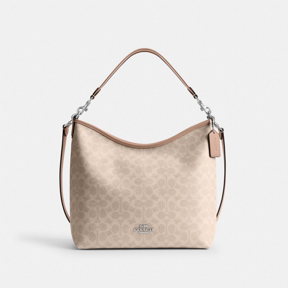 COACH®,Laurel Large Shoulder Bag In Signature Canvas,Canvas,Shoulder Bag,Casual,,Front View
