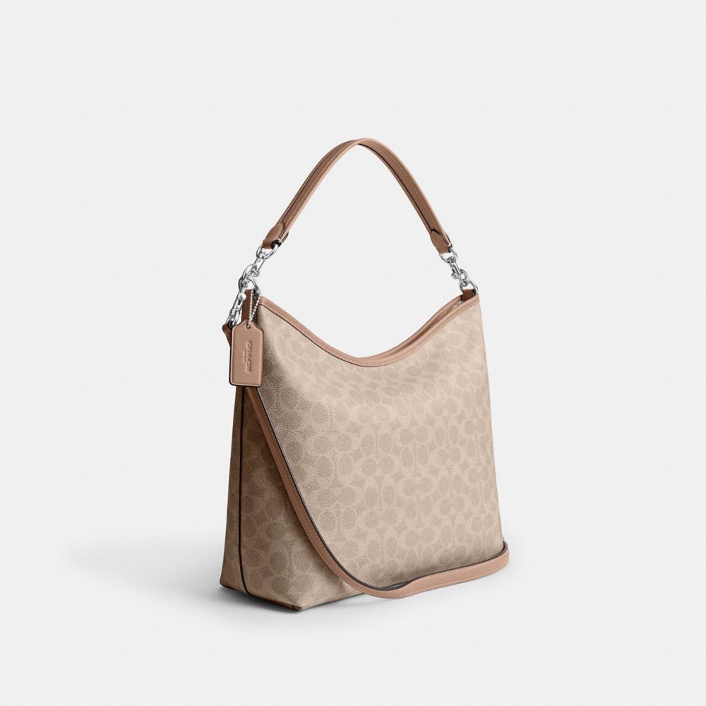 COACH®,Laurel Large Shoulder Bag In Signature Canvas,Canvas,Shoulder Bag,Casual,,Angle View