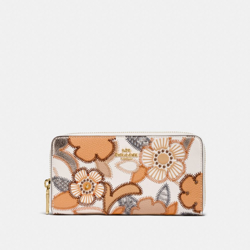 COACH® Outlet | Accordion Zip Wallet With Patchwork Tea Rose And Snakeskin  Detail