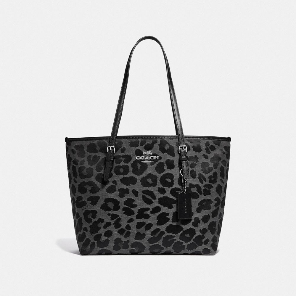 COACH® Outlet Zip Top Tote With Leopard Print