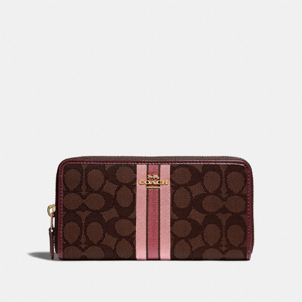 Accordion Zip Wallet In Signature Jacquard With Stripe