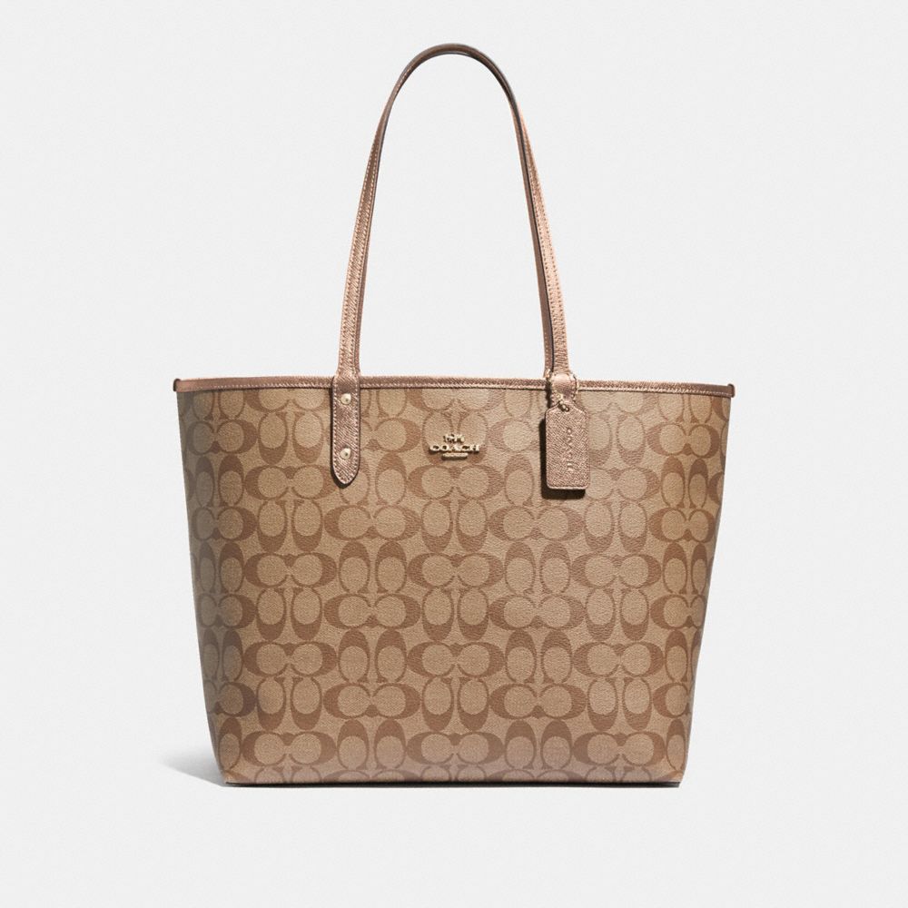 Coach outlet reversible city tote in signature canvas