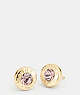 COACH®,OPEN CIRCLE STONE STUD EARRINGS,Metal,Gold,Front View