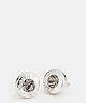 COACH®,OPEN CIRCLE STONE STUD EARRINGS,Metal,Silver,Front View