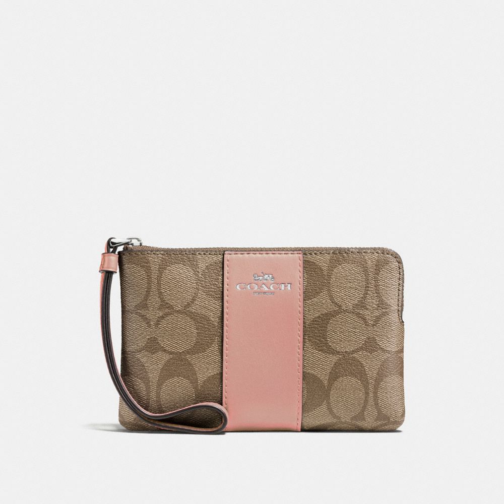 COACH® Outlet | Corner Zip Wristlet In Signature Canvas