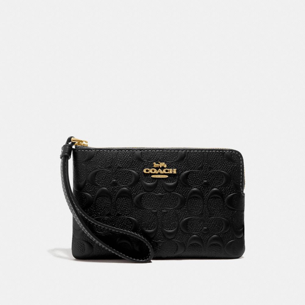 Coach Corner Zip Wristlet in Signature Leather White Chalk blog.knak.jp