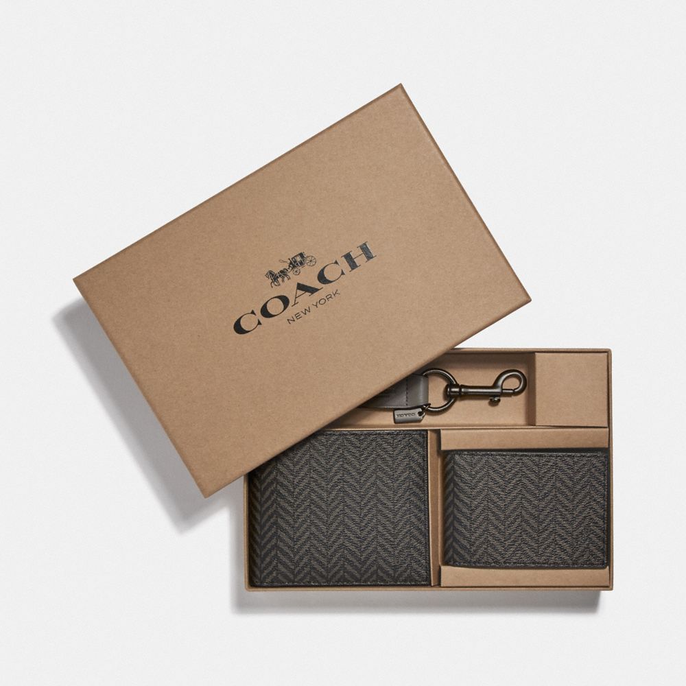 COACH® Outlet Boxed 3 In 1 Wallet Gift Set With Herringbone Print