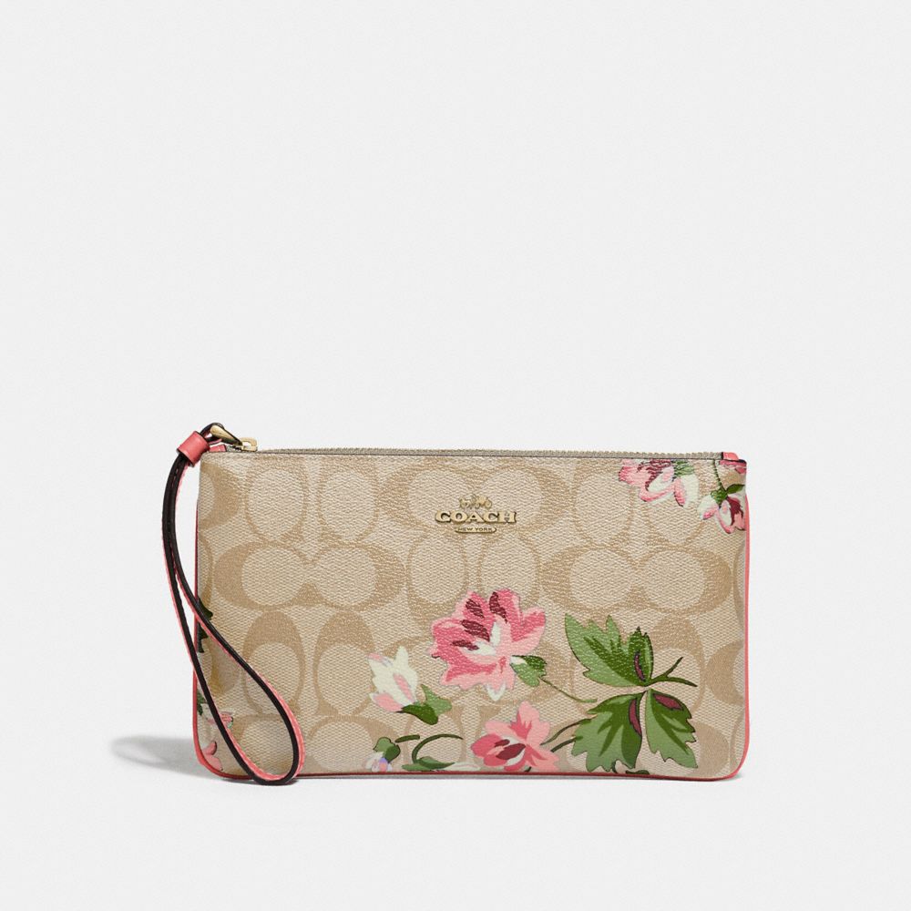 Coach Large Wristlet with Lily Print and Comparison to Large