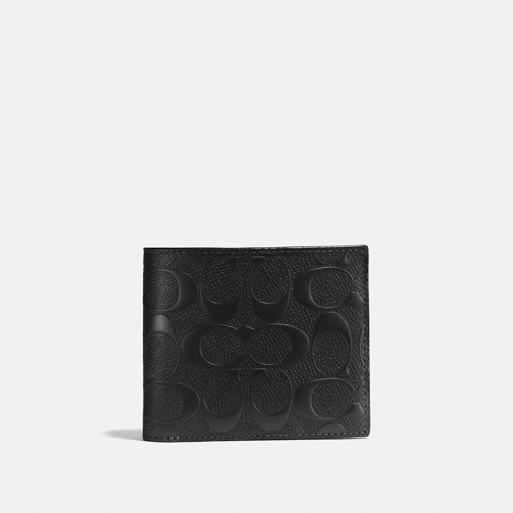 Coach Compact Id Wallet In Signature Leather In Black | ModeSens
